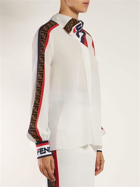 fendi blouse white|Buy Fendi Longsleeve in White .